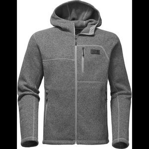 North Face Grey Hooded Zip Up Fleece Jacket Men’s